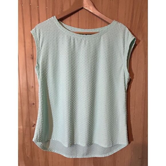 Elle Womens Large Mint Green Round Neck Textured Pullover Top Blouse Shirt - Picture 1 of 5